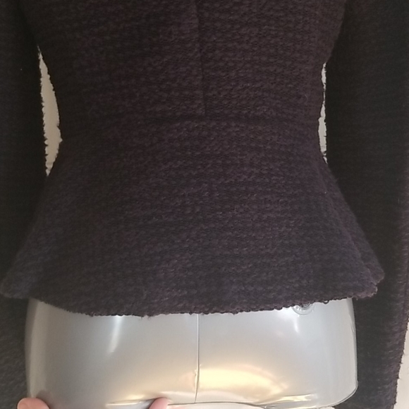 Loft Navy Blue and Black Collarless Peplum Blazer - Picture 4 of 7